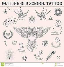 This tattoo style will take you back to your youth, to watching saturday. Old School Tattoo Set Cartoon Tattoo Elements In Funny Style Anchor Owl Star Heart Diamonds Old School Tattoo Designs Cartoon Tattoos Old School Tattoo