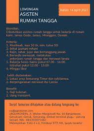 Cari pekerjaan tambahan, untuk hari sabtu dan minggu. Lowongan Kerja Asisten Rumah Tangga Di Bpk Khanif Lokersemar Id