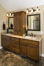 Wyndham collection andover 60 inch double bathroom vanity in dark cherry, white carrara marble countertop, undermount oval sinks, and 56 inch mirror 5.0 out of 5 stars 2 $2,028.51 $ 2,028. Double Sink Bathroom Vanity With Linen Tower Artcomcrea
