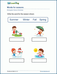 If your preschool has a summer program, this theme can be a good transition from may to june. Words For Seasons Worksheets K5 Learning