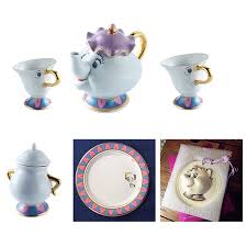 Cartoon Beauty And The Beast Tea Set Mrs Potts Teapot Chip Cup Sugar Bowl Plate Coffee Milk Kettle Pot Mug Cute Xmas Gift Pot Cup Gift Giftsporcelain Gift Aliexpress