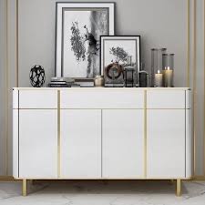 Target / furniture / kitchen & dining furniture / white : 59 Weisses Anrichte Buffet Mit Marmorplatte 4 Turen Und 3 Schubladen Goldschrank Buffettisch