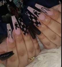 Black Acrylic Nails Coffin Designs Image About Black In Nail Art By Lily In 2020 Long Acrylic Nails Coffin Edgy Nails Fire Nails