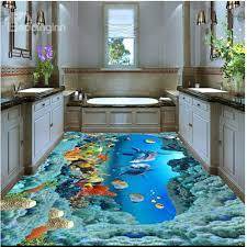 Aesthetic Dolphins And Beautiful Corals Under The Sea Waterproof Splicing Custom 3d Floor Murals Floor Murals 3d Flooring Floor Wallpaper