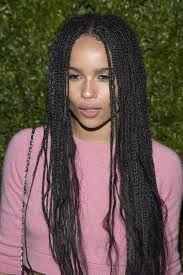 Zoe Kravitz Straight Black Mini Braids Hairstyle Steal Her Style Zoe Kravitz Braids Braided Hairstyles Hair Styles