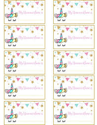 Unicorn Nametag Unicorn Birthday Invitations Unicorn Themed Birthday Party Rainbow Unicorn Birthday