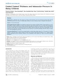 Pdf Central Corneal Thickness And Intraocular Pressure In