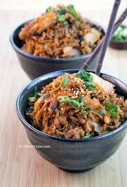 Two Ingredient Kimchi Fried Rice Healthy Korean Recipes Kimchi Fried Rice Vegan Kimchi