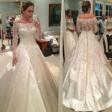 Wedding dresses └ wedding & formal wear └ specialty └ clothing, shoes & accessories all categories antiques art automotive baby books business & industrial cameras & photo cell phones new customized a line ivory lace wedding dresses plus size beach wedding dress. Long Sleeve Wedding Dresses Lace Applique Satin A Line Ruched Bridal Gown Custom Ebay