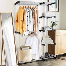 Are you outfitting your laundry room with a heavy duty garment rack, or are you looking for streamline pieces. Buy Tangkula Free Standing Closet Organizer Garment Rack With 5 Shelves 2 Hanging Rods Heavy Duty Open Wardrobe Closet Clothing Rack For Bedroom Cloakroom Laundry Room Silver Online In Hungary B085fqvfgh