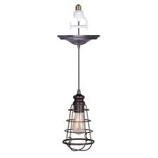 Worth Home Products Instant Pendant 1 Light Recessed Light Conversion Kit Brushed Bronze Wire Cage Shade Pbn 6257 0011 The Home Depot Recessed Light Conversion Kit Recessed Can Lights Pendant Light
