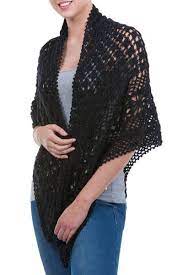 Maybe you would like to learn more about one of these? Hand Knitted Warm Black 100 Alpaca Patterned Shawl Versatile Black Novica