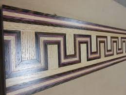 Greek key, wall decal border, nursery wall decal, geometric wall decal, dorm room decor, apartment wall art, office wall decor, fret pattern. Beautiful Custom Greek Key Wood Floor Border By Oshkosh Designs Faux Wood Wall Wood Panel Walls Wooden Porch