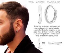 Mens Earrings Hoop Real Sterling Silver Etsy Men Earrings Mens Earrings Hoop Mens Silver Hoop Earrings