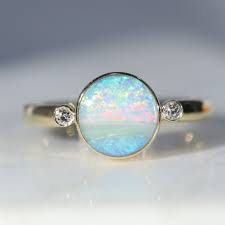 Australian Boulder Opal And Diamond 18k Gold Ring Size 7 25 Engagement Rings Opal Engagement Rings Sapphire Engagement Ring White Gold
