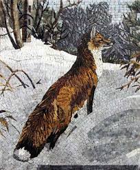 Fox In The Snowy Mountain Mosaic Stones Art Wall Mural Ebay Mosaic Artwork Mosaic Art Glass Mosaic Art