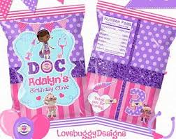 Doc Mcstuffins Chip Bag Printable Favor Bags Candy Bags Chip Bags Style 89 You Print Baby Shower Favor Bag Custom Party Favors Baby Shower Princess