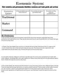 Economic Systems Worksheet