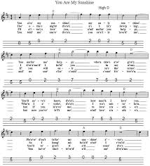 You Are My Sunshine Easy Sheet Music Tenor Banjo Tabs Mandolin Songs Banjo Music You Are My Sunshine