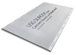 It is made of 1/4 in. Durock 1 4 X 3 X 5 Cement Board At Menards