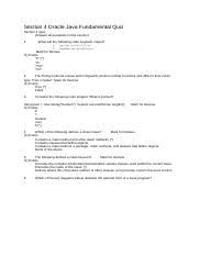 Section 2 (answer all questions in this section) 1.a loop can be infinite (continue forever) or conditional (stops mark for review upon a condition). Section 6 Oracle Java Fundamental Quiz Array Dan Generate Pola Docx Section 6 Oracle Java Fundamental Quiz Section 6 Quiz Answer All Questions In Course Hero