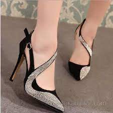 2018 stiletto ayakkabi modelleri siyah bilekten tokali tas suslemeli kiyafet kombinleri sivri uclu topuklar stiletto yuksek topuklu ayakkabilar