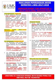 Check spelling or type a new query. Makluman Peperiksaan Akhir Semester 1 Sesi 2017 2018 Announcement For Semester 1 Session 2017 2018 Final Examination 1 Makluman Peperiksaan Akhir Semester 1 Sesi 2017 2018 Adalah Di Pautan Seperti Berikut The Announcement For Semester