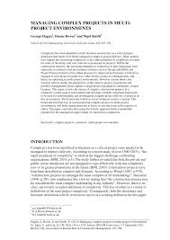 As a construction project manager, you'll be in close communication with other professionals like engineers and architects who have input about the construction project managers are responsible for enforcing deadlines to meet client expectations. Pdf Managing Complex Projects In Multi Project Environments