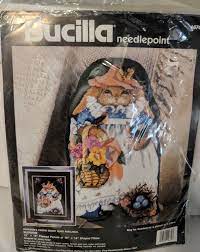 Bucilla Stamped Needlepoint Blossom Bunny Pillow Vtg 1993 Kit Number 4674 Needlepoint Needlepoint Kits Bucilla