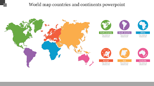 Find high quality presentations with refined aesthetics ideal for globalization lectures, global commerce, geography or just territories reference. World Map Countries And Continents Powerpoint Template Slide
