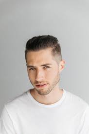 Best hairstyles for young men. Head Shot Portrait Of Young Adult Male With Short Hair Wearing White T Shirt In Studio By Jesse Morrow Male Portrait