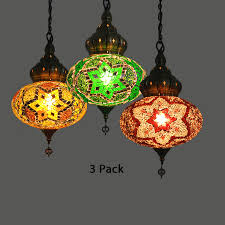 Dar lighting adna single light ceiling pendant features a circular design ceiling plate in green finish, with matching cable holding a dome shaped satin mint green shade with natural wood detail. 1 Light Oval Shade Pendant Light Moroccan Glass Ceiling Light In Coffee Green Gold For Bedroom Pack Of 1 3 Random Color Delivery Takeluckhome Com
