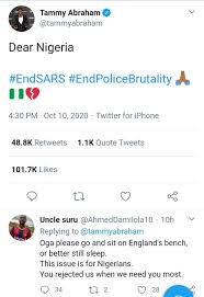 Wanita asal bekasi ini dapat dm dari tammy abraham tapi enggan membalas bolatimes com from media.suara.com maybe you would like to learn more about one of these? Tammy Abraham Joins Endsars Campaign Sports Nigeria