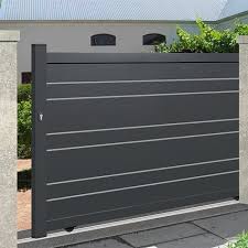 Portail Coulissant Alu Plein Droit Lille House Gate Design Gate Designs Modern Entrance Gates Design