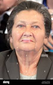 Former French Health Minister Simone Veil delivers her speech in front of  the memorial in the former Nazi concentration camp of Auschwitz-Birkenau,  near Oswiecim, southern Poland,