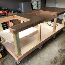 The colour and size are perfect for a small apartment or condo. Mobile Workbench With Built In Table Miter Saws 8 Steps With Pictures Instructables