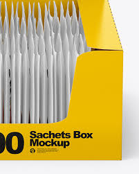 Display Box With Sachets Mockup In Box Mockups On Yellow Images Object Mockups