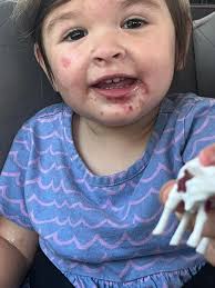 Why does character seem nervous about her child?