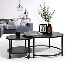 Rated 4.5 out of 5 stars. Amazon Com Homy Casa Wood And Metal Round Nesting Side End Tables Set Of 2 Modern Stacking Coffee End Coffee Table Living Room Table Sets Coffee Table Setting