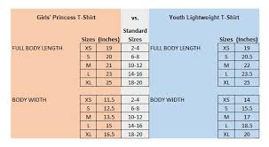 Girls Youth Sizing Charts Parsons Elementary Spiritwear