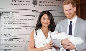 Save this story for later. Meghan Markle Baby Archie Harrison S Birth Certificate Released All The Details Royal News Express Co Uk