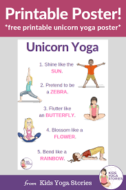 Unicorn Yoga Books And Yoga Poses For Kids Printable Poster Kids Yoga Stories Yoga For Kids Childrens Yoga Kids Yoga Poses