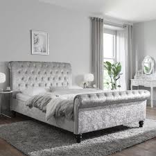 Check spelling or type a new query. Silver Crushed Velvet Sleigh Bed Frame King Size Laura James