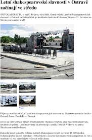 Letní shakespearovské slavnosti se letos konají v termínu od 20. Letni Shakespearovske Slavnosti V Ostrave Zacinaji Ve Stredu Pdf Free Download