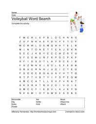 volleyball word search vocabulary crossword and more