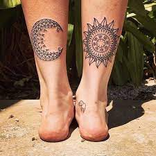 Sun Moon Tattoo This Is What I Want And Placement Just Different Designs For Them Sun Tattoos Tattoos Ankle Tattoo Designs
