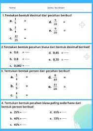 Mengubah bentuk pecahan biasa ke persen. Ejercicio De Mengubah Berbagai Bentuk Pecahan