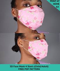 The free reusable mask pattern is available for everyone and even has a special pocket to put in filters. 3d Face Mask Sewing Pattern Pdf Kids And Adults Etsy