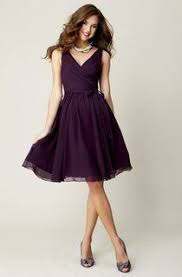 Knee Length Sleeveless Criss Cross V Neck Chiffon Bridesmaid Dress Wit Bridesmaid Dresses Short Purple Dark Purple Bridesmaid Dresses Purple Bridesmaid Dresses