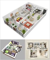 10 Awesome Two Bedroom Apartment 3d Floor Plans Small House Plans Apartment Floor Plans Home Design Plans